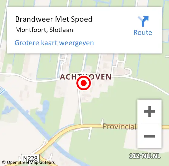 Locatie op kaart van de 112 melding: Brandweer Met Spoed Naar Montfoort, Slotlaan op 12 juni 2023 16:28