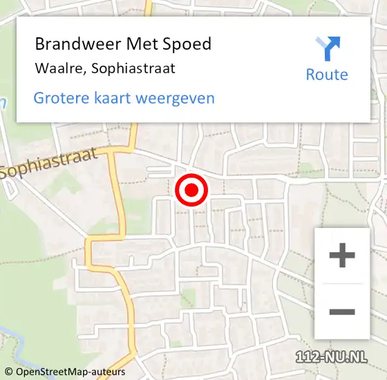 Locatie op kaart van de 112 melding: Brandweer Met Spoed Naar Waalre, Sophiastraat op 12 juni 2023 16:31