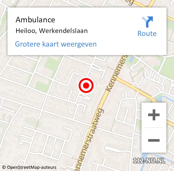 Locatie op kaart van de 112 melding: Ambulance Heiloo, Werkendelslaan op 12 juni 2023 16:35