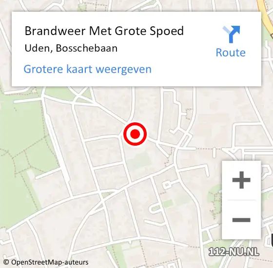 Locatie op kaart van de 112 melding: Brandweer Met Grote Spoed Naar Uden, Bosschebaan op 12 juni 2023 16:35