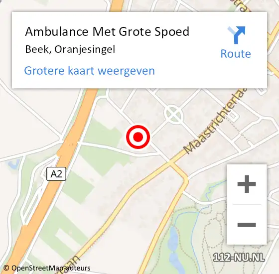 Locatie op kaart van de 112 melding: Ambulance Met Grote Spoed Naar Beek, Oranjesingel op 28 augustus 2014 17:39