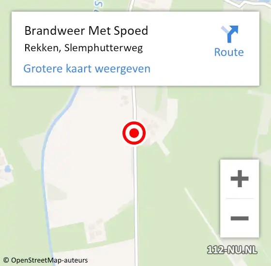 Locatie op kaart van de 112 melding: Brandweer Met Spoed Naar Rekken, Slemphutterweg op 12 juni 2023 16:41