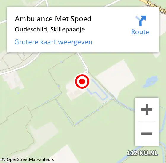 Locatie op kaart van de 112 melding: Ambulance Met Spoed Naar Oudeschild, Skillepaadje op 12 juni 2023 16:44