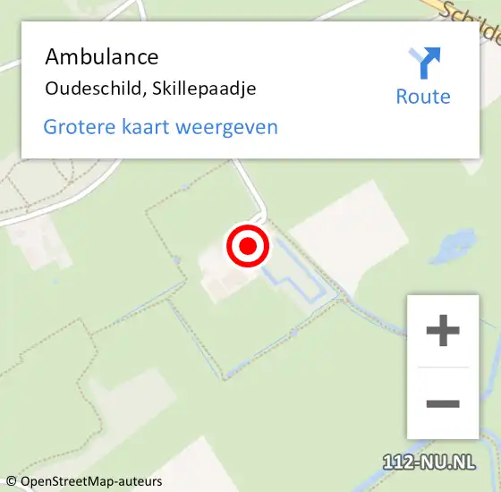 Locatie op kaart van de 112 melding: Ambulance Oudeschild, Skillepaadje op 12 juni 2023 16:44