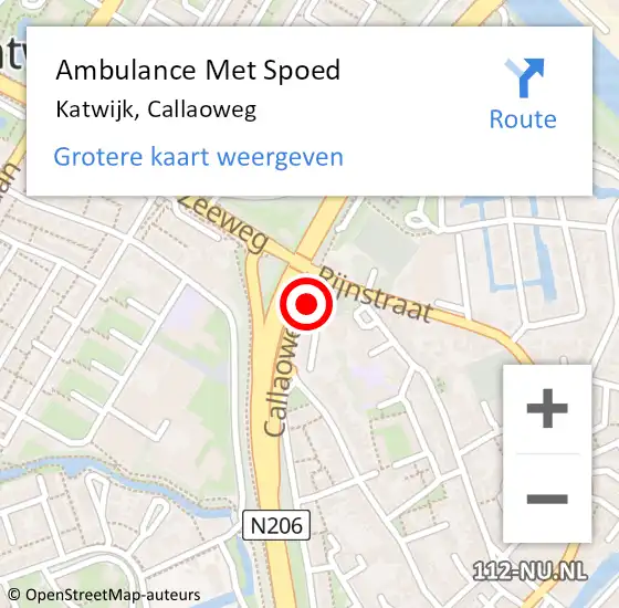 Locatie op kaart van de 112 melding: Ambulance Met Spoed Naar Katwijk, Callaoweg op 12 juni 2023 16:44