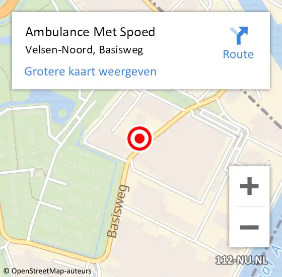 Locatie op kaart van de 112 melding: Ambulance Met Spoed Naar Velsen-Noord, Basisweg op 12 juni 2023 16:49