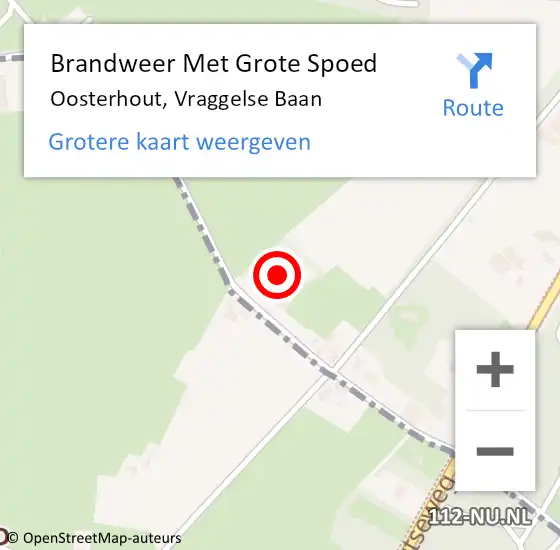 Locatie op kaart van de 112 melding: Brandweer Met Grote Spoed Naar Oosterhout, Vraggelse Baan op 12 juni 2023 16:52