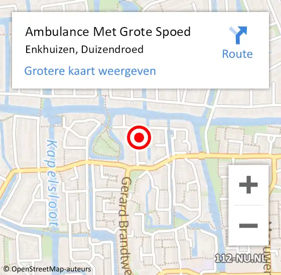 Locatie op kaart van de 112 melding: Ambulance Met Grote Spoed Naar Enkhuizen, Duizendroed op 12 juni 2023 17:06