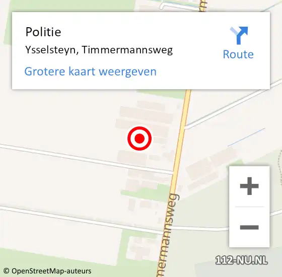 Locatie op kaart van de 112 melding: Politie Ysselsteyn, Timmermannsweg op 12 juni 2023 17:12