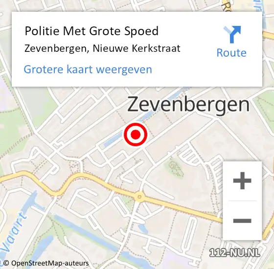 Locatie op kaart van de 112 melding: Politie Met Grote Spoed Naar Zevenbergen, Nieuwe Kerkstraat op 12 juni 2023 17:20