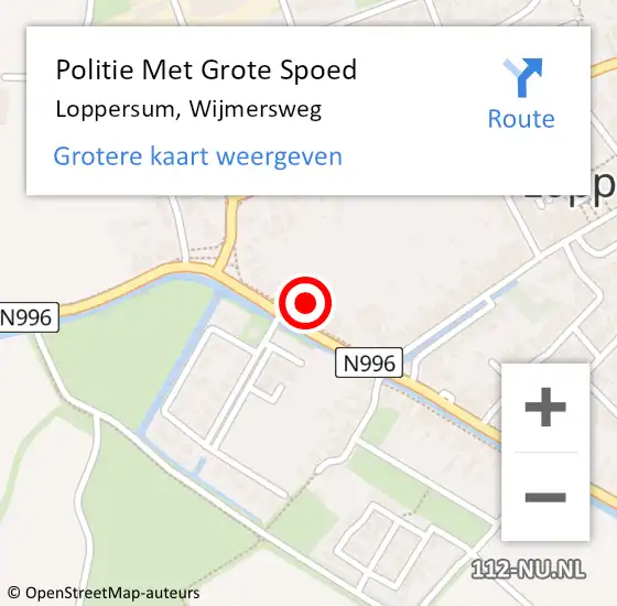 Locatie op kaart van de 112 melding: Politie Met Grote Spoed Naar Loppersum, Wijmersweg op 12 juni 2023 17:25