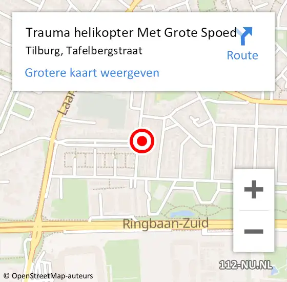 Locatie op kaart van de 112 melding: Trauma helikopter Met Grote Spoed Naar Tilburg, Tafelbergstraat op 12 juni 2023 17:30