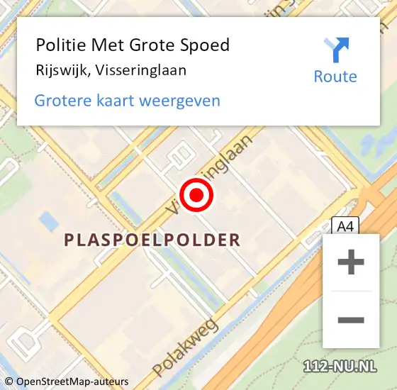 Locatie op kaart van de 112 melding: Politie Met Grote Spoed Naar Rijswijk, Visseringlaan op 12 juni 2023 17:34