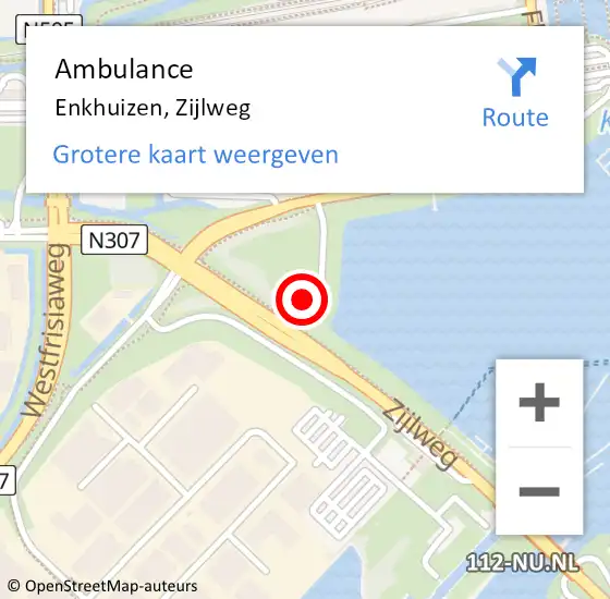 Locatie op kaart van de 112 melding: Ambulance Enkhuizen, Zijlweg op 12 juni 2023 17:37