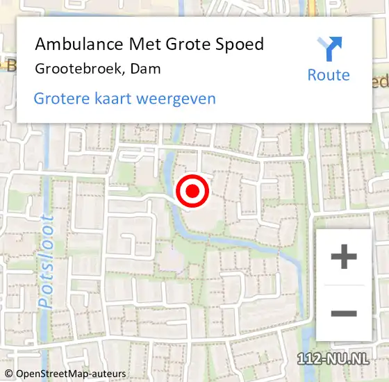 Locatie op kaart van de 112 melding: Ambulance Met Grote Spoed Naar Grootebroek, Dam op 12 juni 2023 17:51