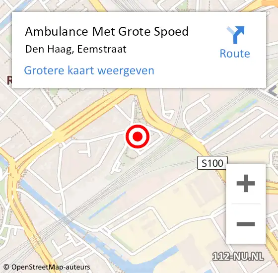 Locatie op kaart van de 112 melding: Ambulance Met Grote Spoed Naar Den Haag, Eemstraat op 12 juni 2023 17:56