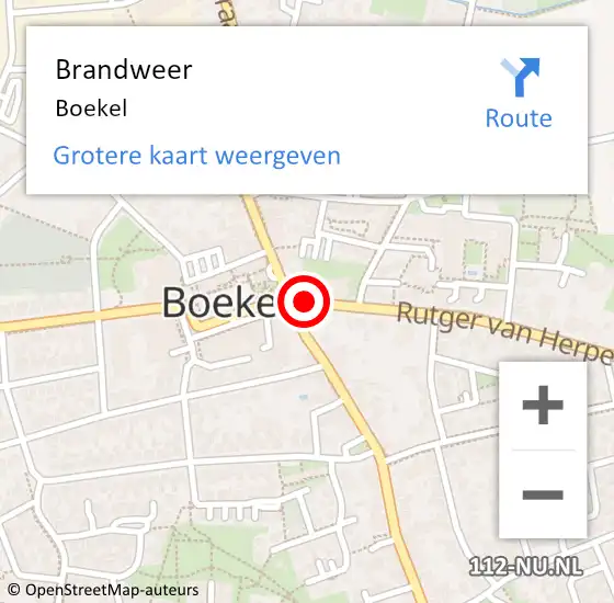 Locatie op kaart van de 112 melding: Brandweer Boekel op 12 juni 2023 18:00