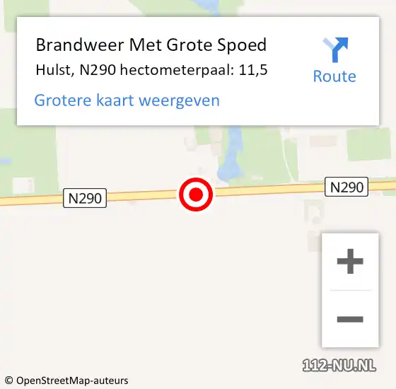 Locatie op kaart van de 112 melding: Brandweer Met Grote Spoed Naar Hulst, N290 hectometerpaal: 11,5 op 12 juni 2023 18:00