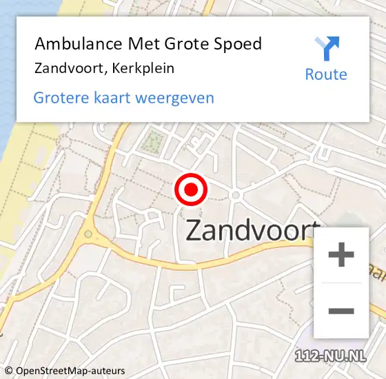 Locatie op kaart van de 112 melding: Ambulance Met Grote Spoed Naar Zandvoort, Kerkplein op 12 juni 2023 18:05