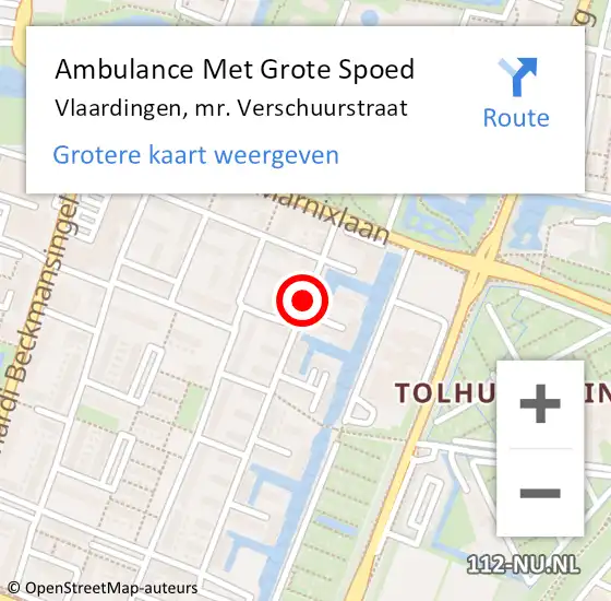 Locatie op kaart van de 112 melding: Ambulance Met Grote Spoed Naar Vlaardingen, mr. Verschuurstraat op 12 juni 2023 18:08