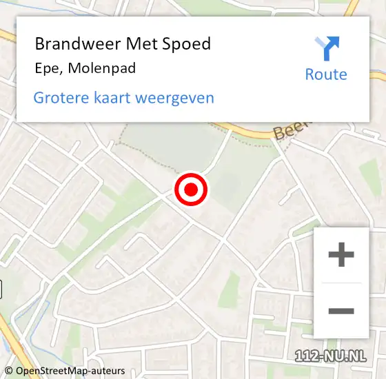 Locatie op kaart van de 112 melding: Brandweer Met Spoed Naar Epe, Molenpad op 12 juni 2023 18:09