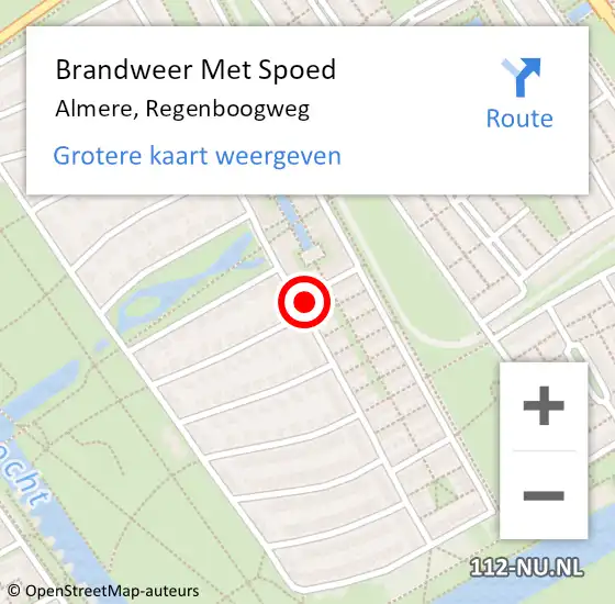 Locatie op kaart van de 112 melding: Brandweer Met Spoed Naar Almere, Regenboogweg op 12 juni 2023 18:12