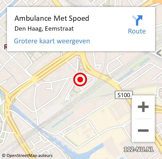 Locatie op kaart van de 112 melding: Ambulance Met Spoed Naar Den Haag, Eemstraat op 12 juni 2023 18:12