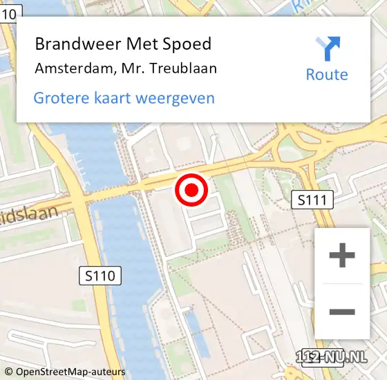 Locatie op kaart van de 112 melding: Brandweer Met Spoed Naar Amsterdam, Mr. Treublaan op 12 juni 2023 18:30