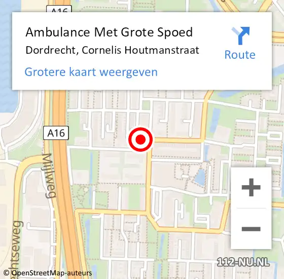 Locatie op kaart van de 112 melding: Ambulance Met Grote Spoed Naar Dordrecht, Cornelis Houtmanstraat op 12 juni 2023 18:46