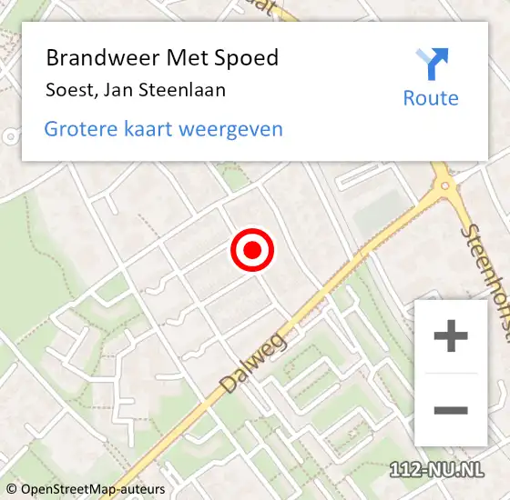Locatie op kaart van de 112 melding: Brandweer Met Spoed Naar Soest, Jan Steenlaan op 12 juni 2023 19:21