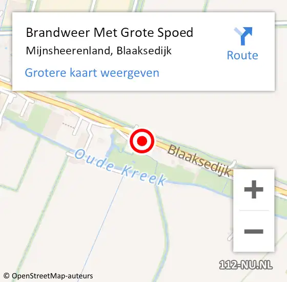 Locatie op kaart van de 112 melding: Brandweer Met Grote Spoed Naar Mijnsheerenland, Blaaksedijk op 12 juni 2023 19:29