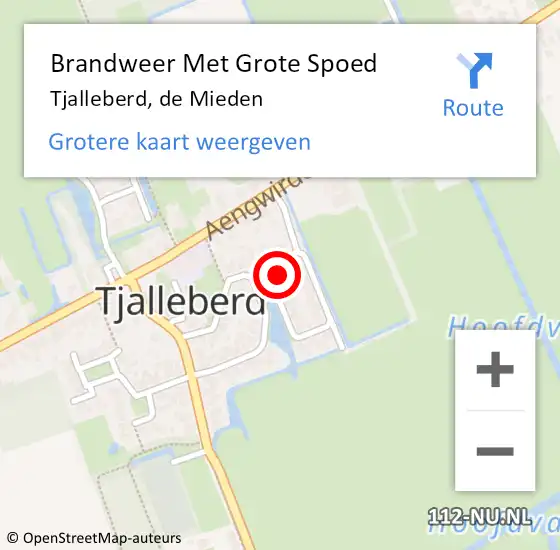 Locatie op kaart van de 112 melding: Brandweer Met Grote Spoed Naar Tjalleberd, de Mieden op 12 juni 2023 19:34