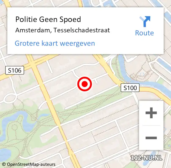 Locatie op kaart van de 112 melding: Politie Geen Spoed Naar Amsterdam, Tesselschadestraat op 12 juni 2023 19:37