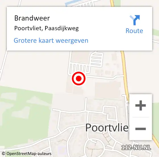 Locatie op kaart van de 112 melding: Brandweer Poortvliet, Paasdijkweg op 12 juni 2023 19:39