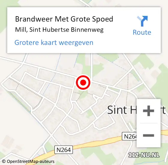 Locatie op kaart van de 112 melding: Brandweer Met Grote Spoed Naar Mill, Sint Hubertse Binnenweg op 12 juni 2023 19:40