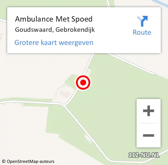 Locatie op kaart van de 112 melding: Ambulance Met Spoed Naar Goudswaard, Gebrokendijk op 12 juni 2023 19:41