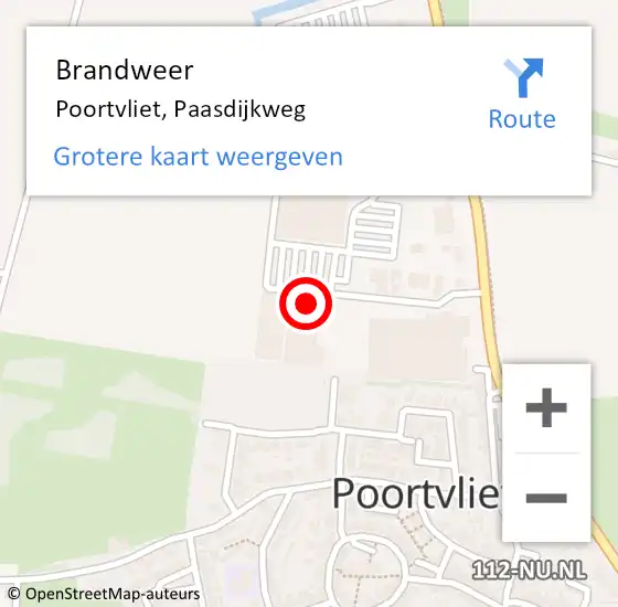 Locatie op kaart van de 112 melding: Brandweer Poortvliet, Paasdijkweg op 12 juni 2023 19:42