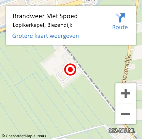 Locatie op kaart van de 112 melding: Brandweer Met Spoed Naar Lopikerkapel, Biezendijk op 12 juni 2023 20:17