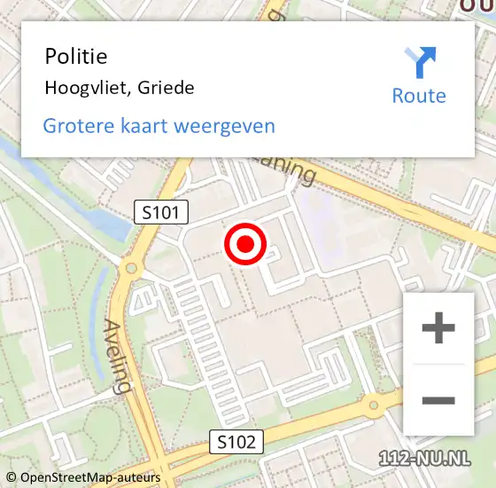 Locatie op kaart van de 112 melding: Politie Hoogvliet, Griede op 12 juni 2023 20:29