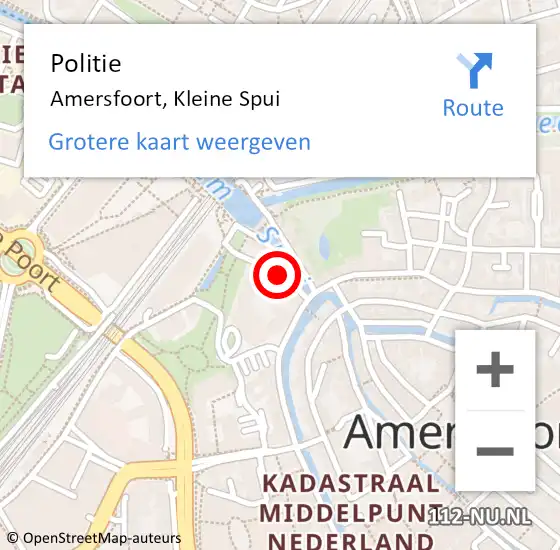 Locatie op kaart van de 112 melding: Politie Amersfoort, Kleine Spui op 12 juni 2023 20:35