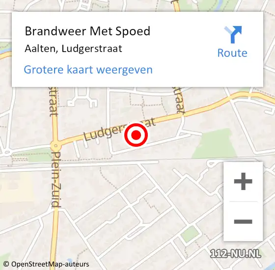 Locatie op kaart van de 112 melding: Brandweer Met Spoed Naar Aalten, Ludgerstraat op 12 juni 2023 20:54