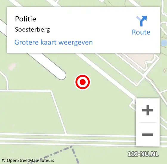 Locatie op kaart van de 112 melding: Politie Soesterberg op 12 juni 2023 21:05