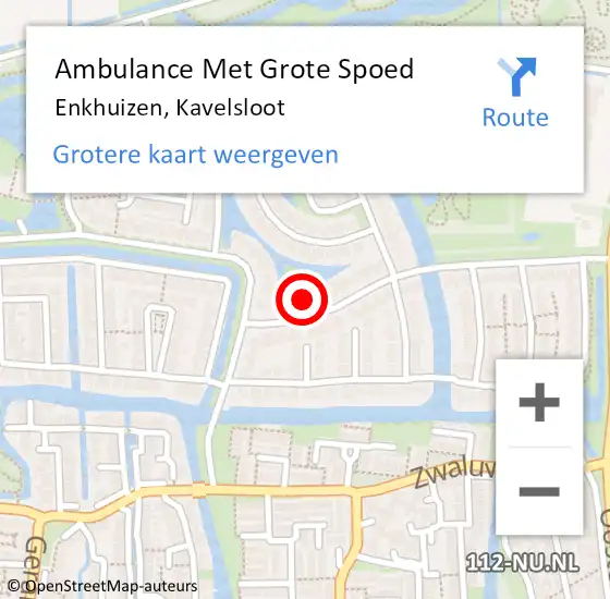 Locatie op kaart van de 112 melding: Ambulance Met Grote Spoed Naar Enkhuizen, Kavelsloot op 12 juni 2023 21:19