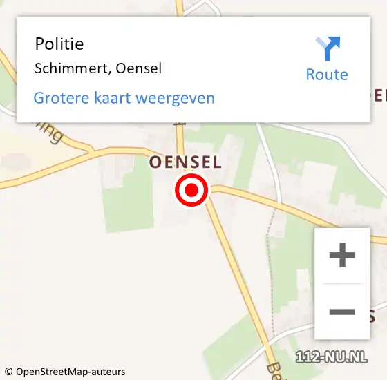 Locatie op kaart van de 112 melding: Politie Schimmert, Oensel op 12 juni 2023 21:22