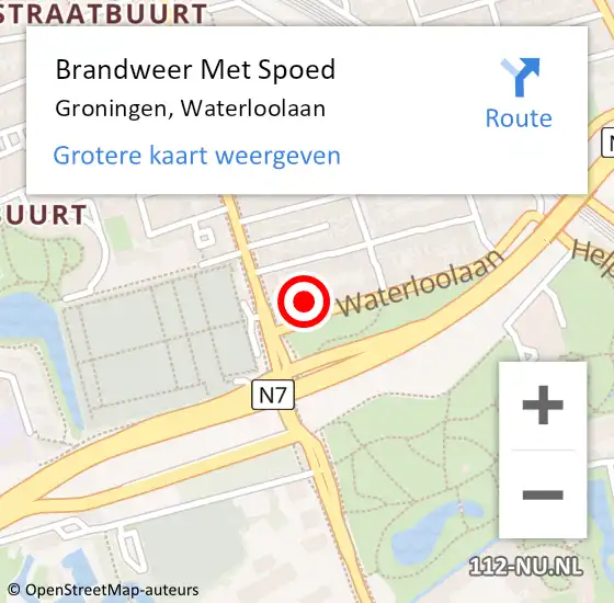 Locatie op kaart van de 112 melding: Brandweer Met Spoed Naar Groningen, Waterloolaan op 12 juni 2023 21:26