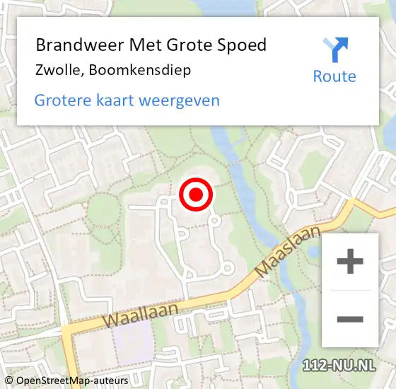 Locatie op kaart van de 112 melding: Brandweer Met Grote Spoed Naar Zwolle, Boomkensdiep op 12 juni 2023 21:39