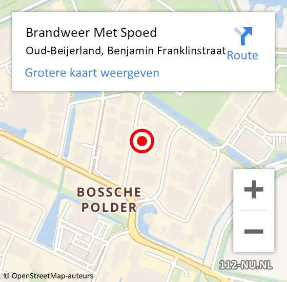 Locatie op kaart van de 112 melding: Brandweer Met Spoed Naar Oud-Beijerland, Benjamin Franklinstraat op 12 juni 2023 21:44