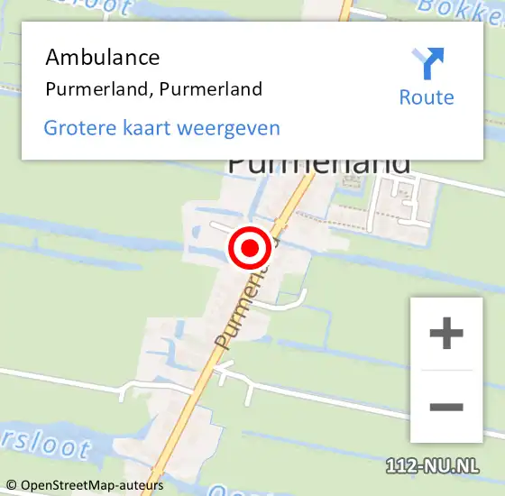 Locatie op kaart van de 112 melding: Ambulance Purmerland, Purmerland op 12 juni 2023 21:50