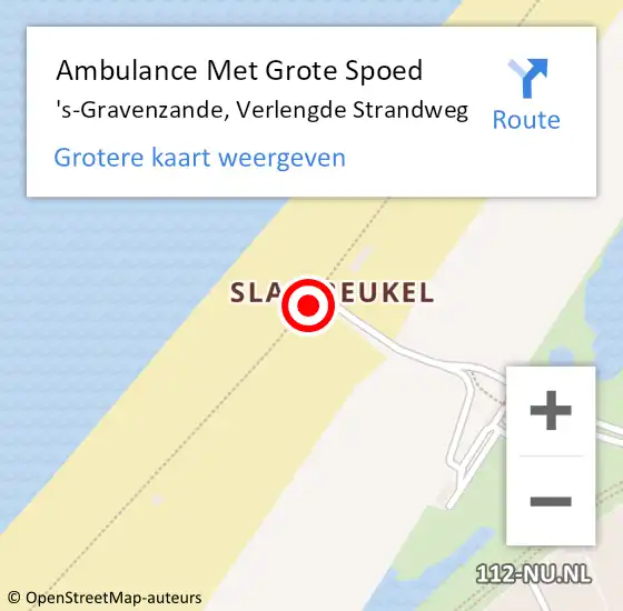 Locatie op kaart van de 112 melding: Ambulance Met Grote Spoed Naar 's-Gravenzande, Verlengde Strandweg op 12 juni 2023 22:02