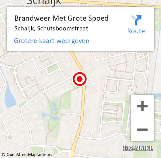 Locatie op kaart van de 112 melding: Brandweer Met Grote Spoed Naar Schaijk, Schutsboomstraat op 12 juni 2023 22:08